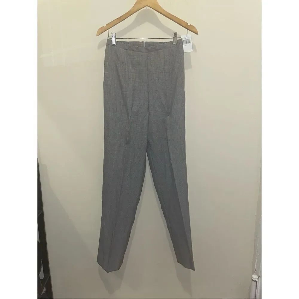 Vintage 90s 80s style grey pink plaid pleated trouser pants women’s size 8